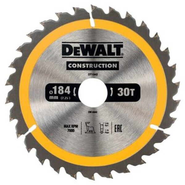 DeWalt kotouč pilový kotouč na dřevo 184mm 30mm 30z DT1942