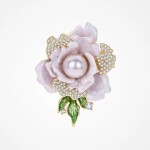 Luxusní brož ve tvaru květu s levandulovou perlou Arlette, Fialová