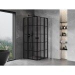 MEXEN/S - Mist L Duo sprchový kout dveře křídlové 90 x 90, černá dekor, černá 8A4L-090L-090P-70-77