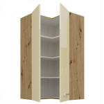 Horní rohová skříňka Artisan 60x60 GN-108 1F (90°) Barva korpusu: Dub artisan, Barva dvířek: Bílý lesk