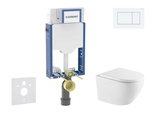 GEBERIT - Kombifix Set předstěnové instalace, klozetu Oudee a sedátka softclose, tlačítko Sigma20, bílá/bílá mat SANI15CA3162