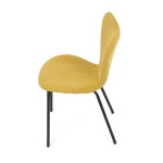 Židle jídelní, žlutá látka, nohy černý kov