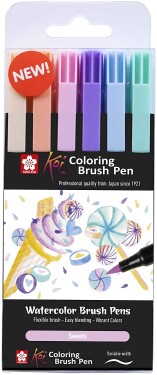 Sakura, POXBR6C, Koi brush pen, sada štětečkových akvarelových popisovačů, Sweets, 6 ks