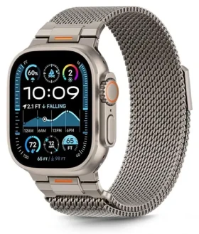Tech-Protect Milano Vanguard titan / Řemínek pro Apple Watch / milánský tah / 44/45/46/49 mm