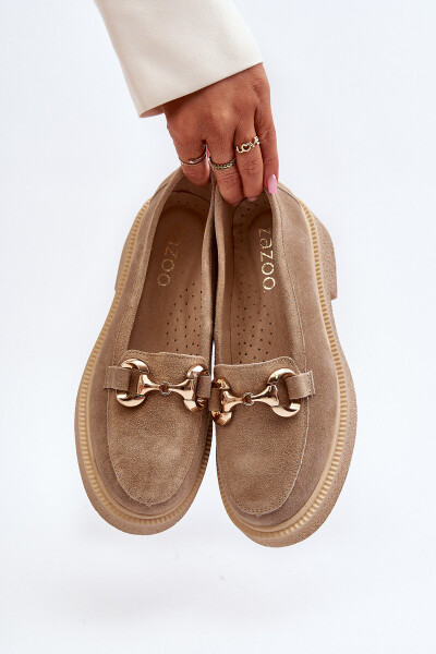 Zazoo 3429 Semišové Dámské Mokasíny S Ozdobou Beige 37