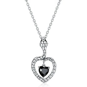 Stříbrný náhrdelník s černým zirkonem Hadí láska, stříbro 925/1000, Stříbrná 43 cm
