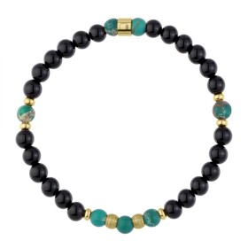 Korálkový pánský náramek - 6 mm Onyx, zelený Jaspis, Zelená 21 cm