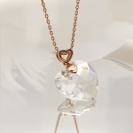 Royal Fashion stříbrný pozlacený Swarovski náhrdelník Srdce DPS0520