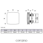 CERANO - Koupelnový axiální hranatý ventilátor s časovým doběhem - 12W, potrubí 100mm - černá matná CER-978815