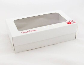 Dortisimo Vánoční krabice na cukroví bílá s tříbarevnou ražbou (25 x 15 x 7 cm)