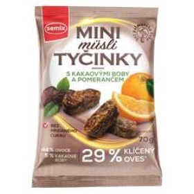 Semix Mini müsli tyčinky s kakaovými boby a pomerančem bez lepku 70 g
