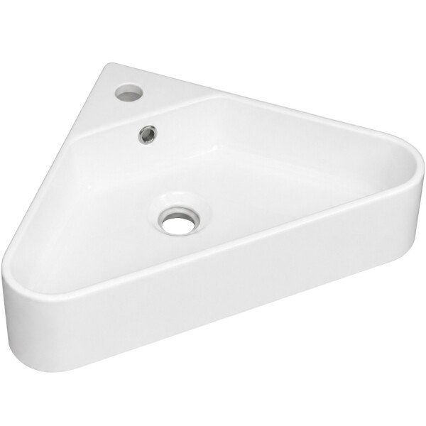 CERANO - Umývátko keramické Ava - závěsné rohové - bílá lesklá - 56x34 CER-680378