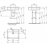 IDEAL STANDARD - Connect Space Umyvadlo Cube 55x38x18 cm, s přepadem, otvor pro baterii, s Ideal Plus, bílá E7140MA