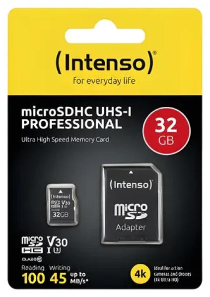 Intenso Professional 32GB / Paměťová karta microSDHC / Class 10 UHS-I / čtení až 90 MB/s (3433480)
