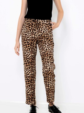 Béžové kalhoty s leopardím vzorem CAMAIEU - Dámské