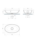 OMNIRES - SHELL M+ umyvadlo na desku, 60 x 35 cm, černá láva SHELLUNBLV