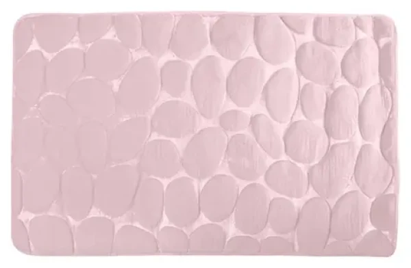 MSV Pebbles světle růžová / Koupelnová předložka / PU pěna / protiskluzová / 50 x 80 cm