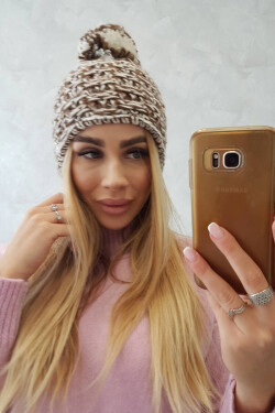 Fleecová čepice Fiona K275 bílá+hnědá UNI