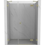 MEXEN/S - Lunar sprchové dveře křídlové pravé 150, transparent, zlatá kartáčovaná 834S-150-050-55-00-P