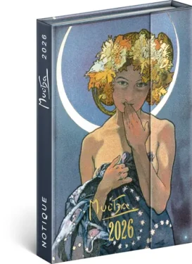 NOTIQUE Týdenní magnetický diář Alfons Mucha 2026, 11 x 16 cm (PGD-35561-V)