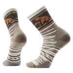 Unisex merino turistické ponožky SMARTWOOL Hike Targeted Cushion Bear Stripe Mid Cr, Ash velikost: 46-49 (XL)