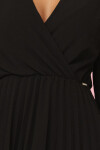 313-17 ISABELLE Polsko plisované šaty s dlouhými rukávy a výstřihem - BLACK XL