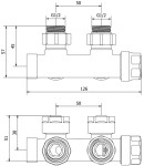 MEXEN - Dvouúhlový radiátorový ventil D50, chrom W907-000-01