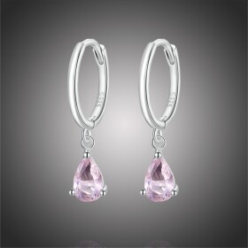 Stříbrné náušnice Swarovski Elements Dióna, stříbro 925/1000, Růžová