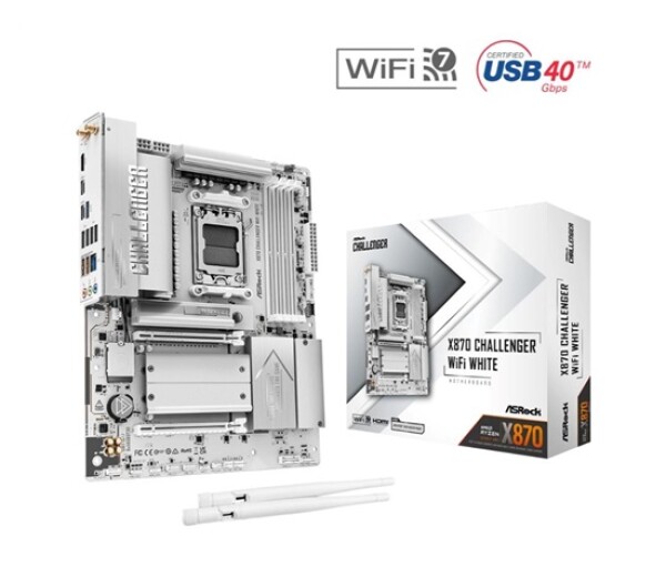 ASRock MB Sc AM5 X870 Challenger WiFi WHITE, AMD X870, 4xDDR5, 1xHDMI, 2xUSB4, WiFi EDF_1883148
