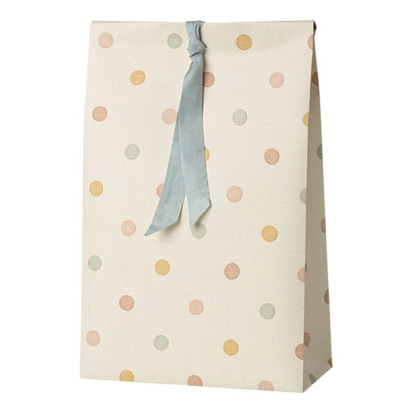 Maileg Papírový sáček Multi Dots 30,5 cm – set 5 ks, krémová barva, papír