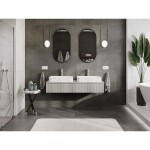 MEXEN/S - Rivel koupelnová skříňka pod umyvadlo 140 cm s deskou, 1 šuplík, reliéf , šedá mat 91A20-14023-1-BFC62