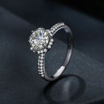 Stříbrný prsten Viviane 1 ct MOISSANITE + CERTIFIKÁT, 57 certifikát GRA, hadřík na čištění stříbra, dárková krabička