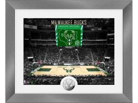 Highland Mint Obraz Milwaukee Bucks NBA Art Deco Stadium Silver Coin Photo Mint