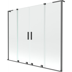 MEXEN/S - Velar L Duo dvoukřídlá posuvná vanová zástěna 170 x 150, transparent, grafit metal 896-170-003-02-95