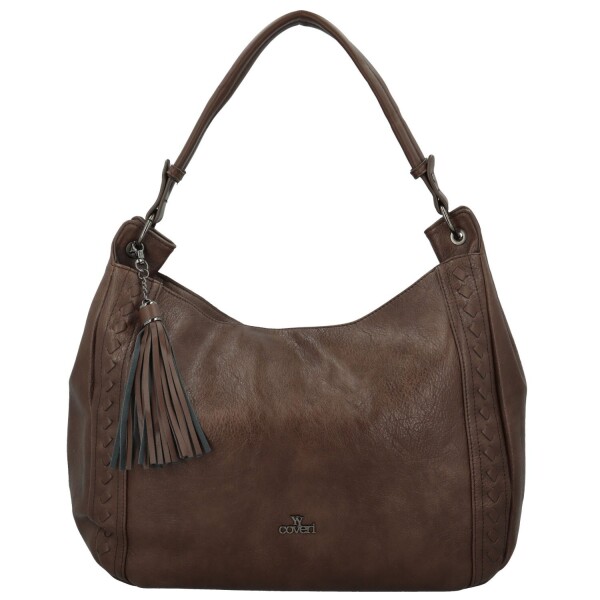 Trendy dámská koženková kabelka na rameno Coveri Trinna, coffee