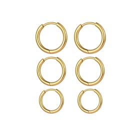 Souprava tří ocelových náušnic Melissa Gold - kruhy, Zlatá