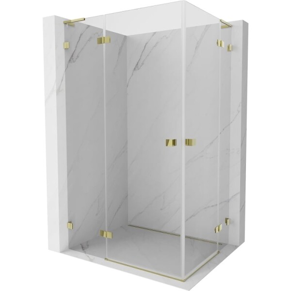 MEXEN/S - Lunar L Duo sprchový kout dveře křídlové 80 x 75, transparent, zlato 834L-080L-075P-50-00