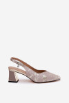 Kožené Dámské Sandály Na Podpatku Se Špičatými Špičkami Zlaté-Stříbrné Vinceza 66733 37