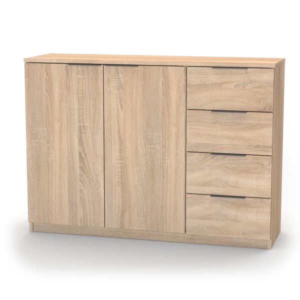 Nábytek Mikulík Komoda VARIO 5 - černé úchytky ROZMĚR: (š/v/hl.) 100 x 86,5 x 40,5 cm