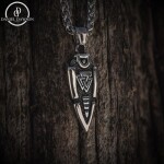Pánský náhrdelník Ódinovo kopí - GUNGNIR, oboustranný přívěsek, Stříbrná 60 cm