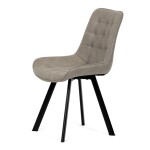 Židle jídelní, béžová látka v dekoru broušené kůže, černý kov