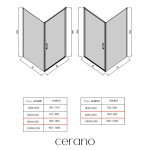 CERANO - Sprchový kout Porte L/P - 8 mm - černá matná, grafitové sklo - 90x90x195 - otočný CER-8050BD7495