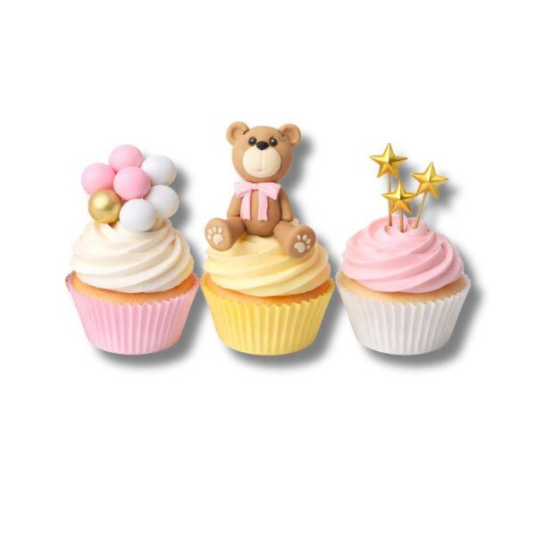 Dortisimo Zápich do dortu Medvídek s koulemi a mráčky růžový (33 ks)