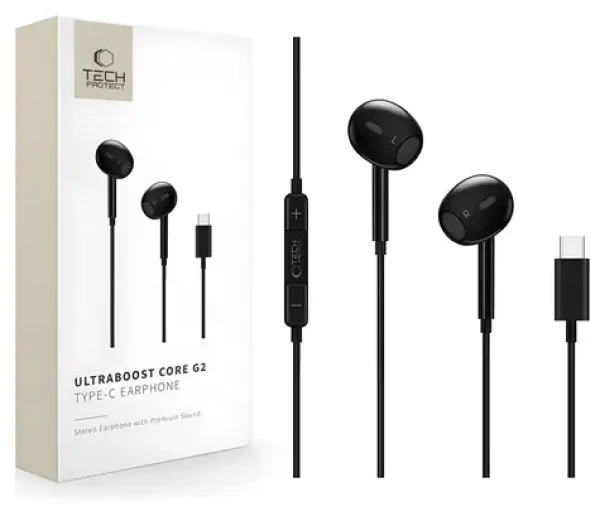 Tech-Protect Ultraboost Core G2 černá / Bezdrátová sluchátka / Bluetooth / USB-C nabíjecí pouzdro