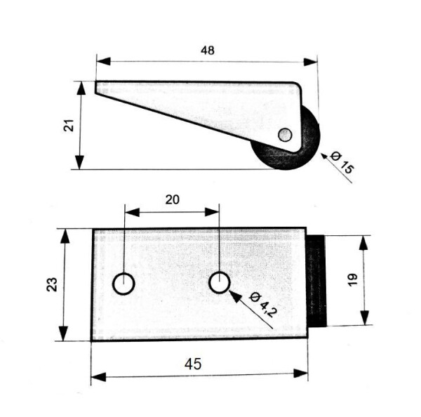 NábytekProNás Kolečko (komplet) 48 x 23 x 21 mm VELIKOST BALENÍ: 1 ks