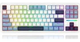 Redragon K728 Leopard L bílá / Bezdrátová herní klávesnice / mechanická / podsvícená / BT / USB (K728WBB-RGB-PRO)