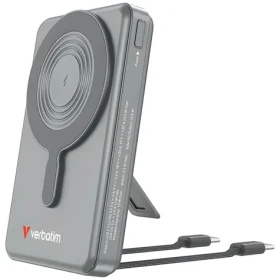 Verbatim Charge 'n' Go 2C šedá / Magnetická bezdrátová powerbanka / 10 000 mAh / MagSafe / integrované kabely USB-C (32272)