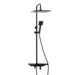 Erga Oslo, sprchová souprava s pákovou baterií, policí a dešťovou hlavicí 30x30 cm, černá matná, ERG-YKA-BP.OSLO-30-BLK