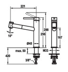 Dřezová baterie KWC Bevo E, 125345, nerez 125345