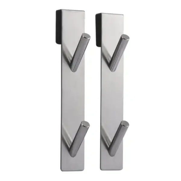 MSV NOKO 2 ks závěsných věšáků se 2 háčky na sprchovou zástěnu / nerezová ocel / 10 mm (3700703997726)